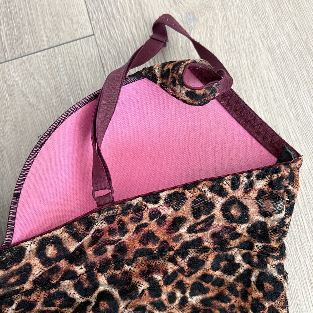 PINK Victorias Secrets Lace Bralette Small Chettah Animal Print Black Brown - Picture 5 of 11